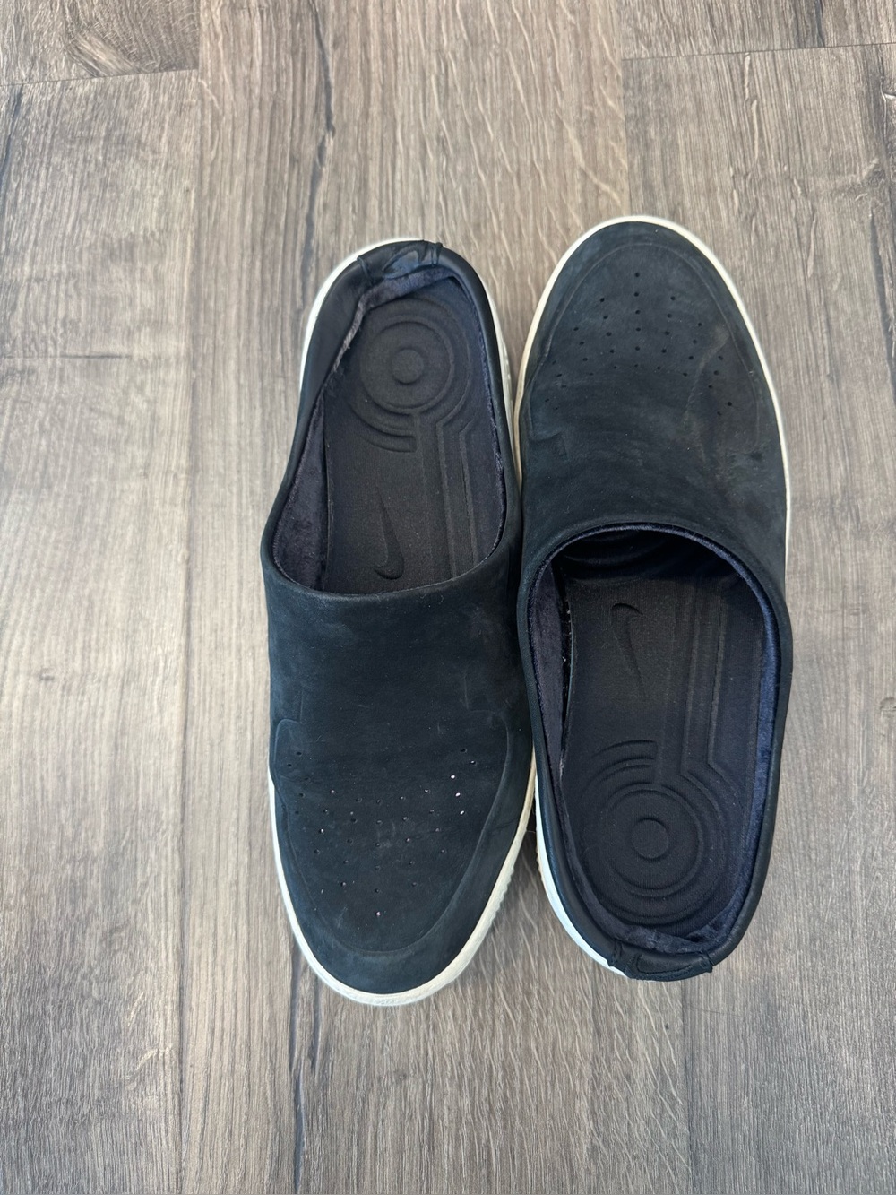 Nike Black Slip-On Suede Loafers with White Midsole